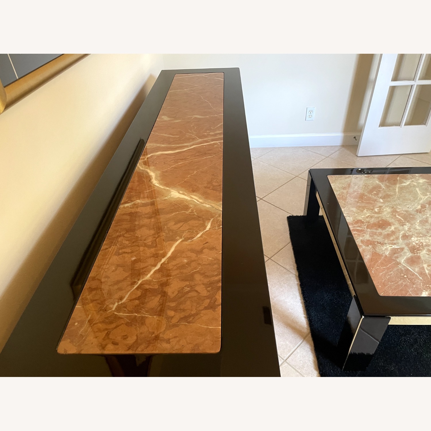 Side Board / Buffet Black Lacquer Marble Stunning - image-3