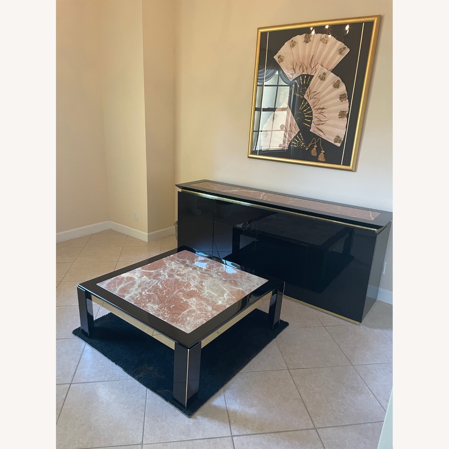 Italian Lacquer and Marble Coffee Table - image-2