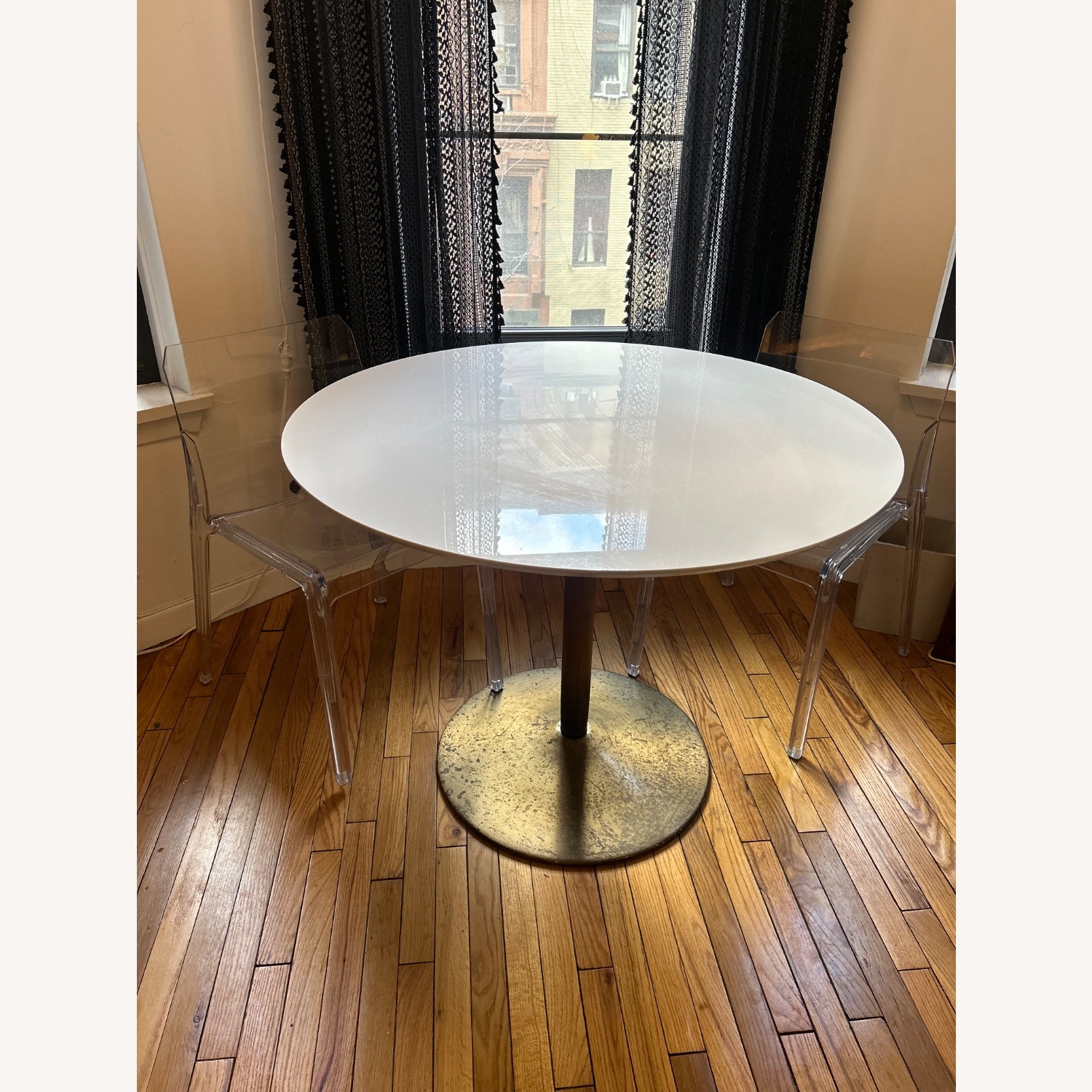 CB2 White Odyssey Brass Dining Table - image-5