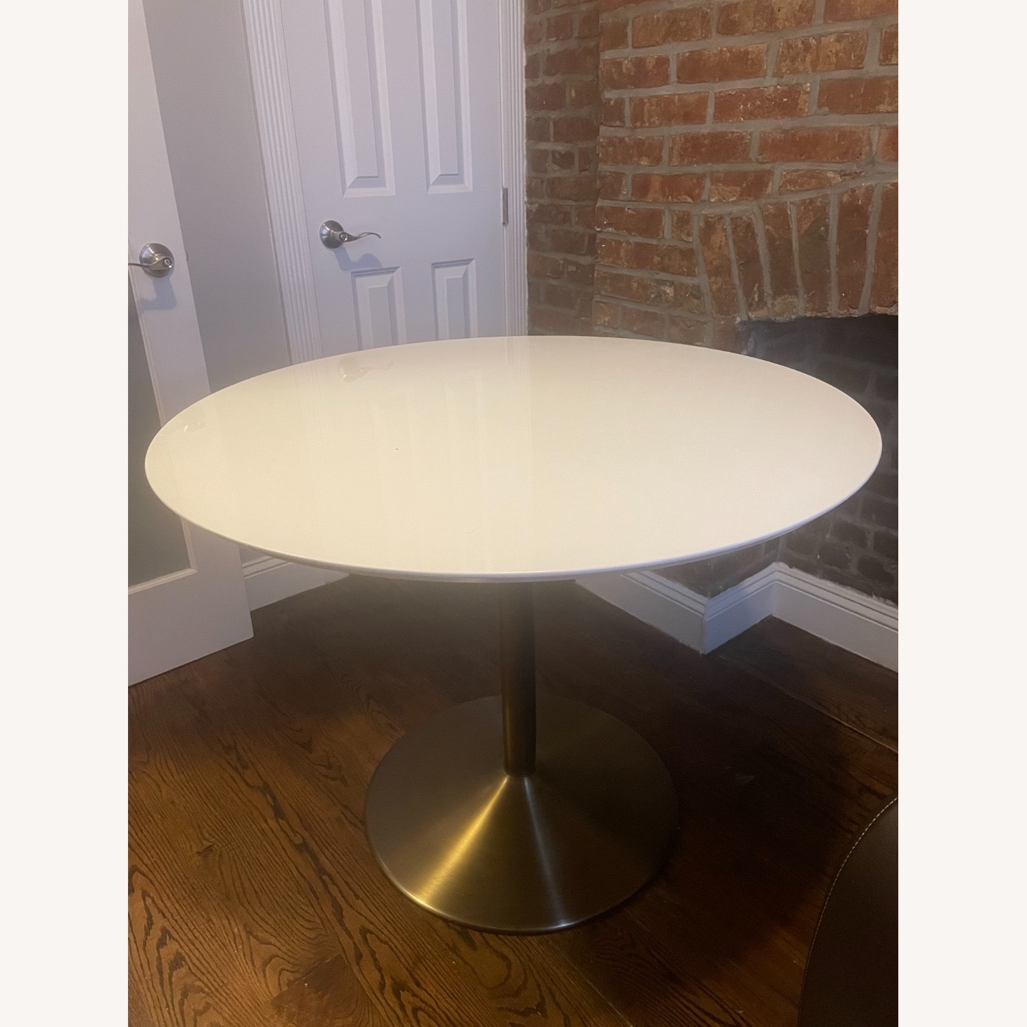 CB2 White Odyssey Brass Dining Table - image-3