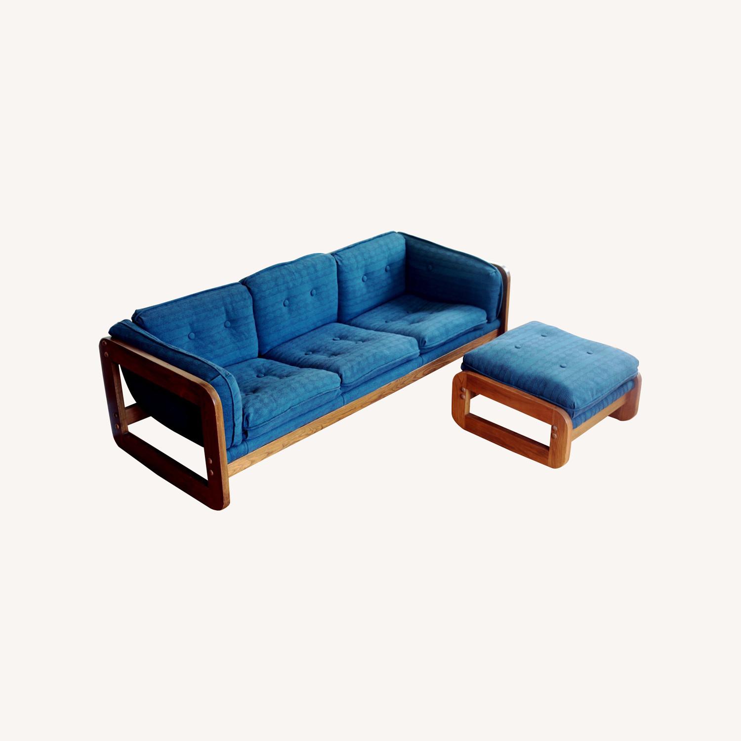 Vintage 1970s Oak Frame Sofa - image-0