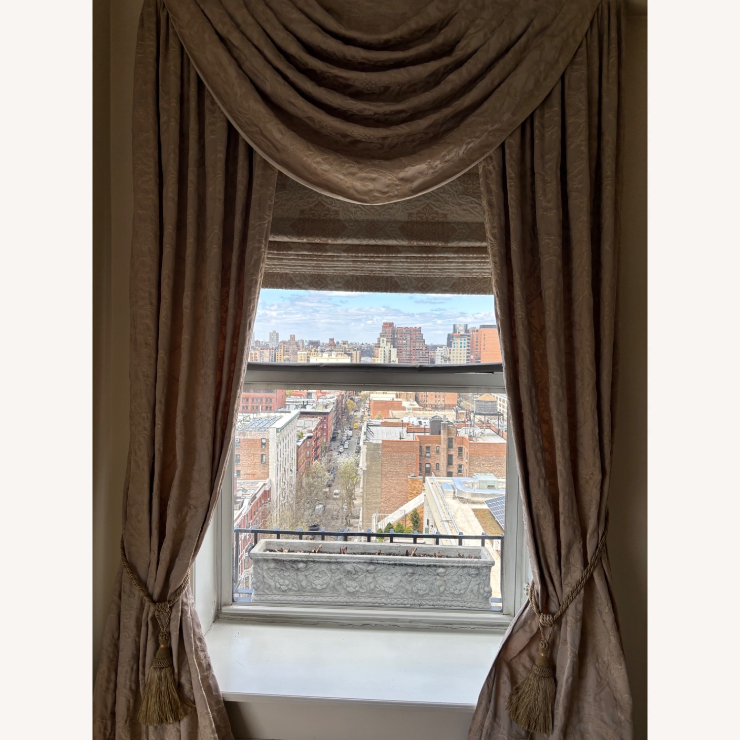 2 Sets of 3 Piece Custom Drapes in Taupe - image-1