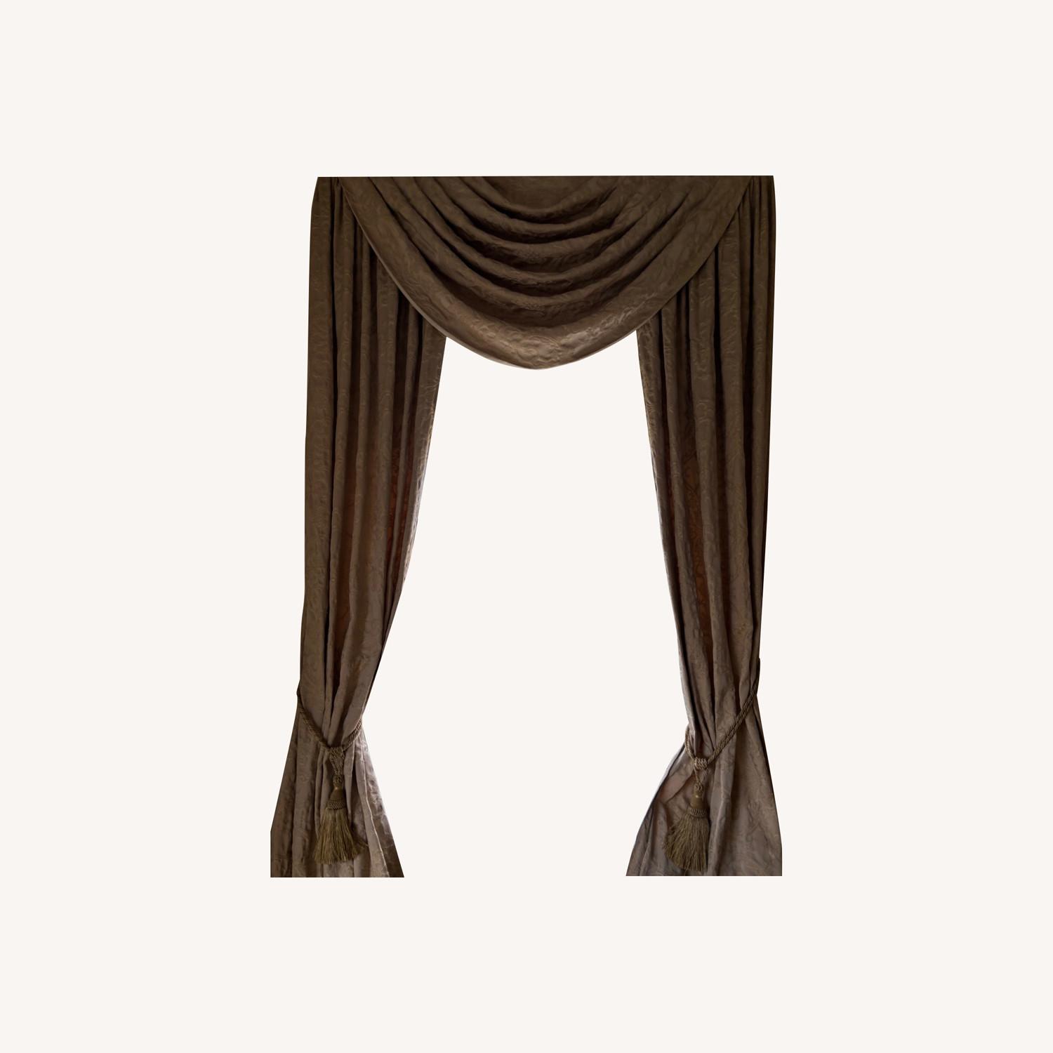 2 Sets of 3 Piece Custom Drapes in Taupe - image-0
