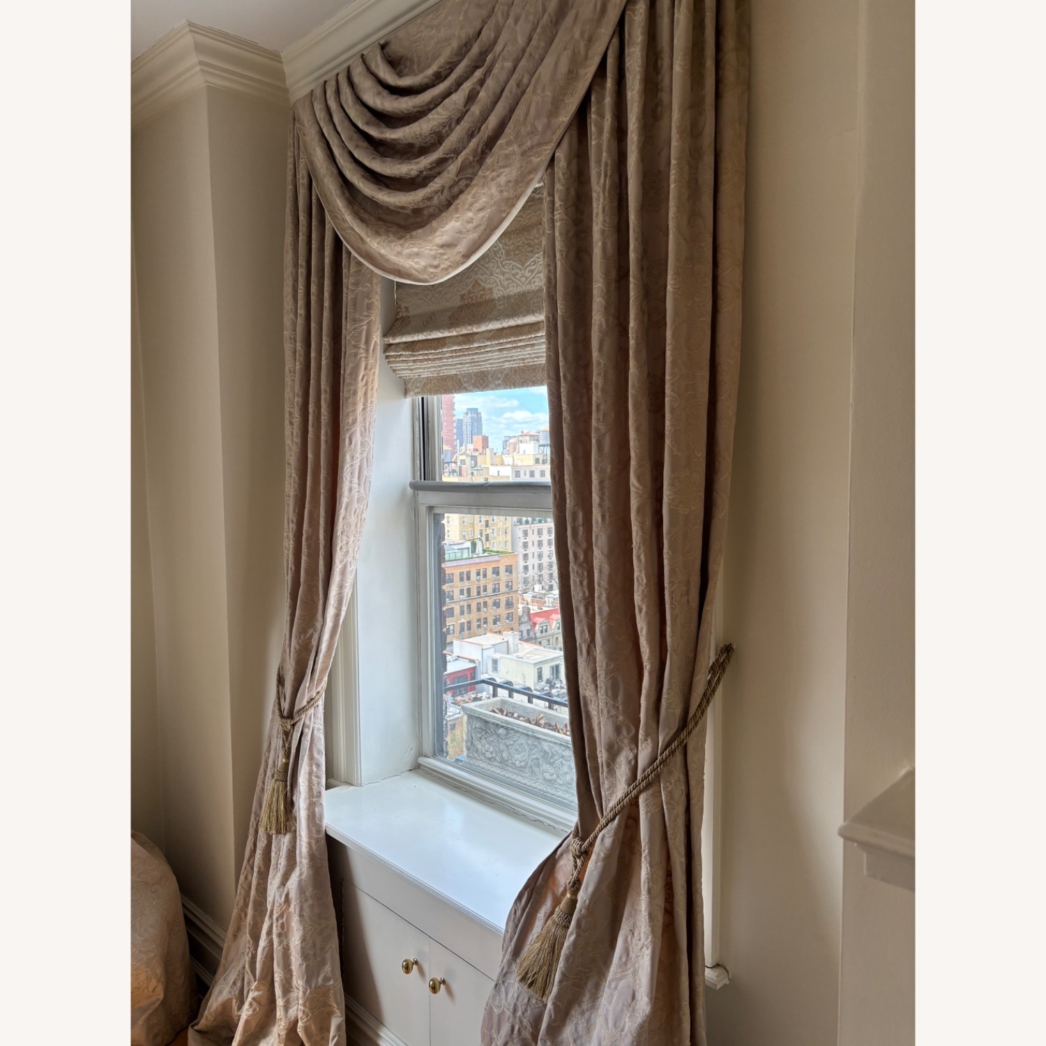 2 Sets of 3 Piece Custom Drapes in Taupe - image-2