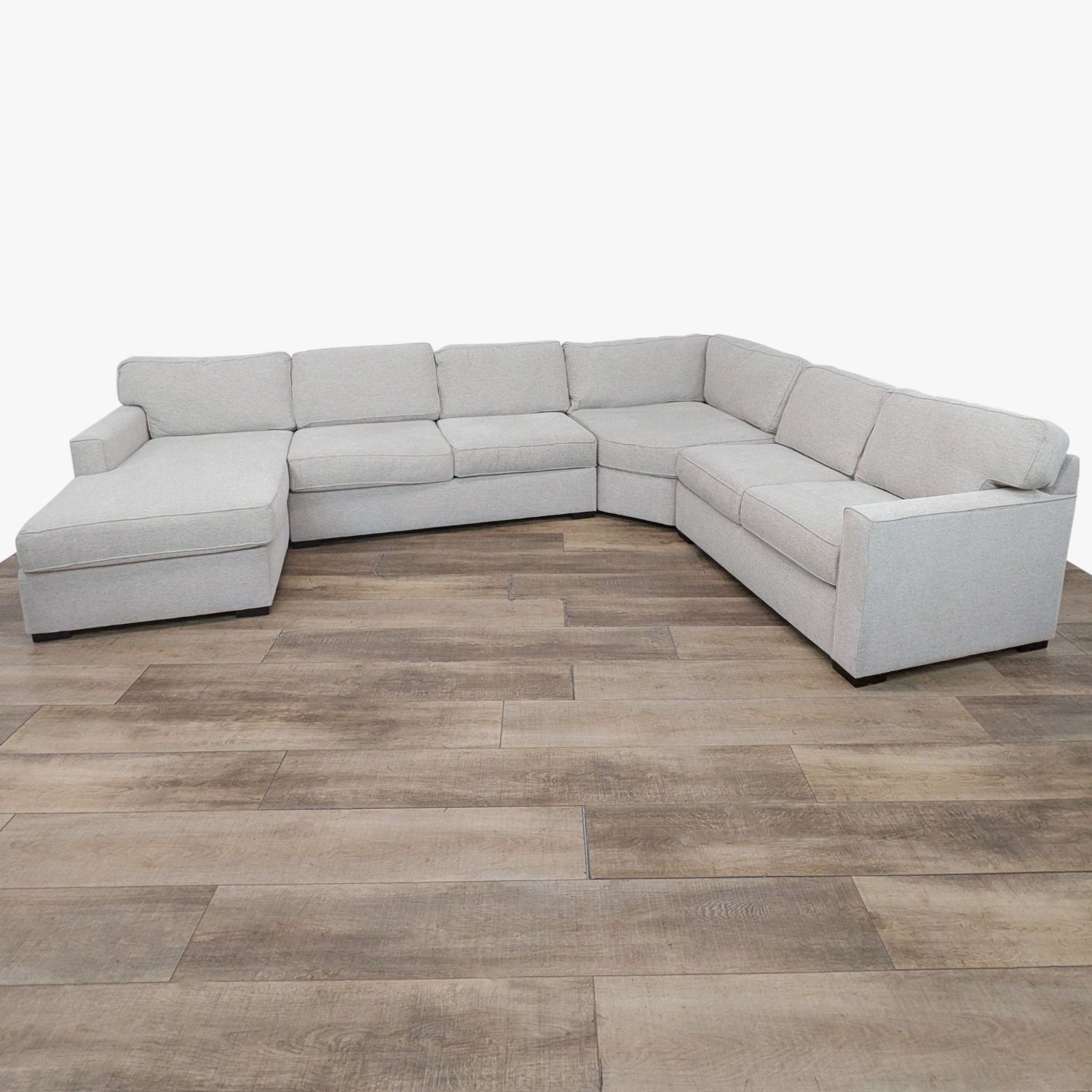 Living Spaces Neutral Gray Sectional Sofa - image-6
