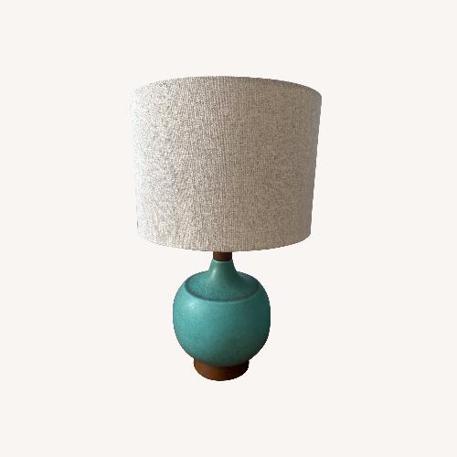 Used West Elm MCM Ceramic Turquoise Lamps (2) for sale on AptDeco