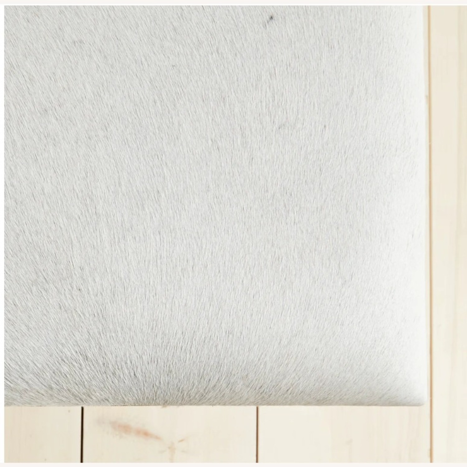 Light Grey Hide Bench Ottoman W Metal Base - image-4