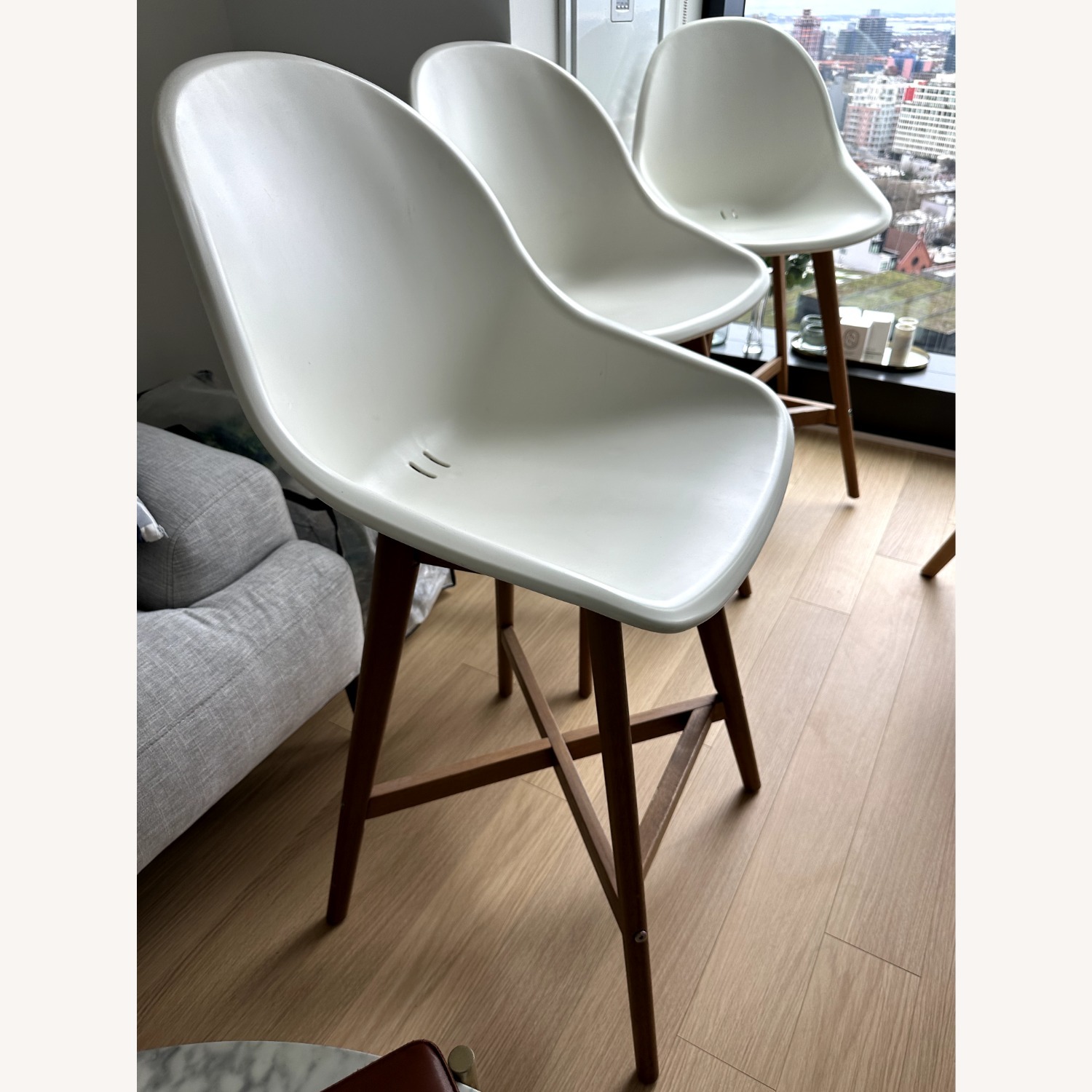 Wayfair Modern White Bar Stools Set of 3 - image-3