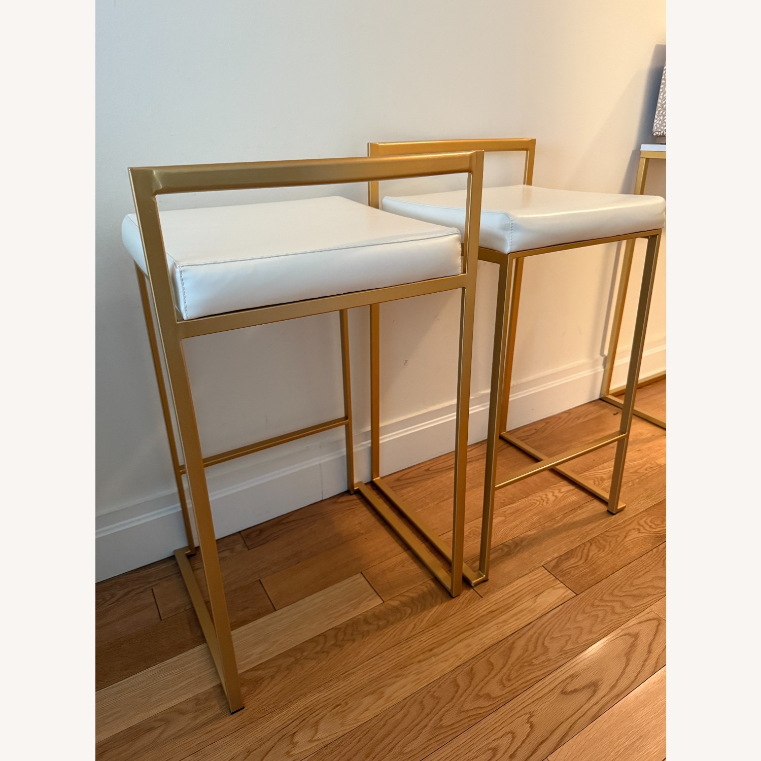 Contemporary White & Gold Bar Stools - image-3