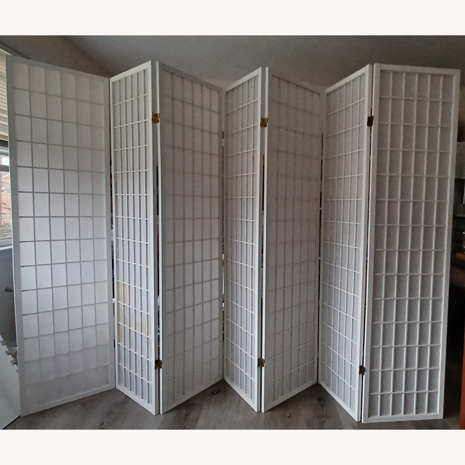 Squared 7 Panel Room Divider White - image-1
