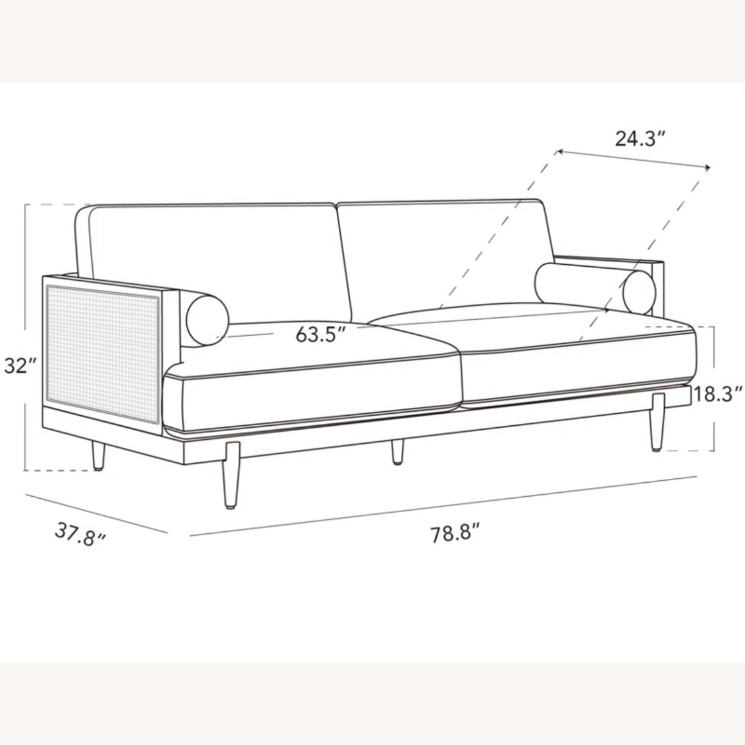 Wayfair Ahlea Natural Cane Upholstered Sofa - image-5