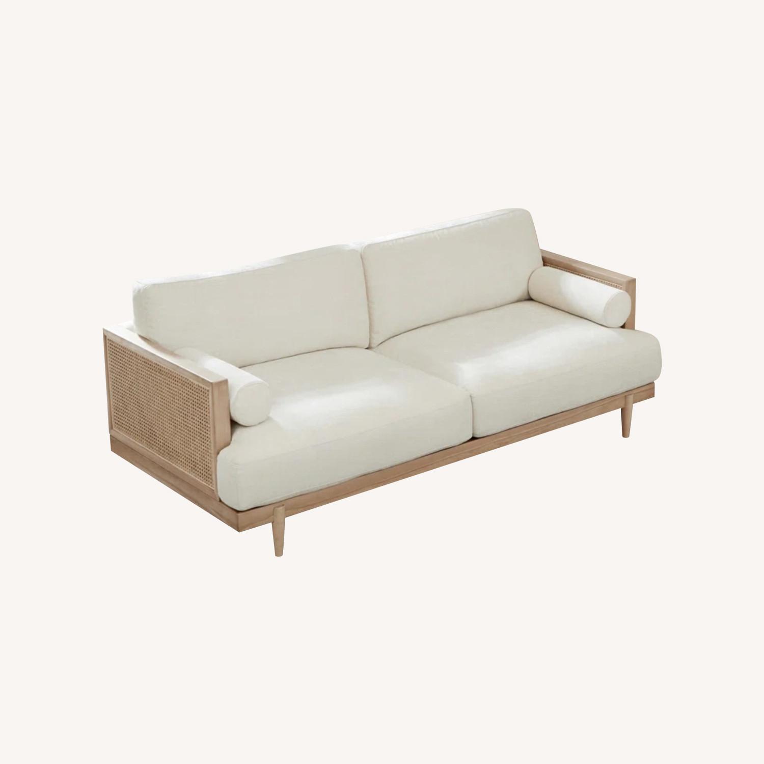 Wayfair Ahlea Natural Cane Upholstered Sofa - image-0