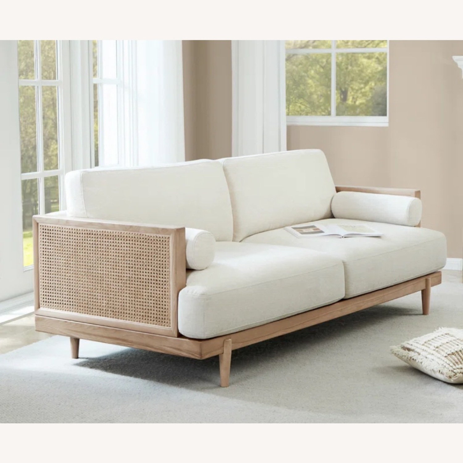 Wayfair Ahlea Natural Cane Upholstered Sofa - image-2