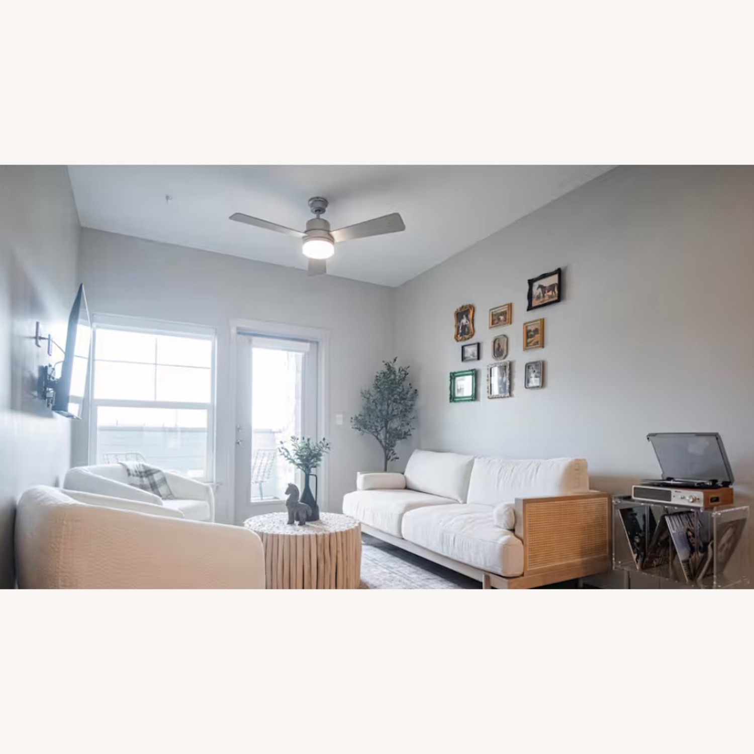 Wayfair Ahlea Natural Cane Upholstered Sofa - image-1