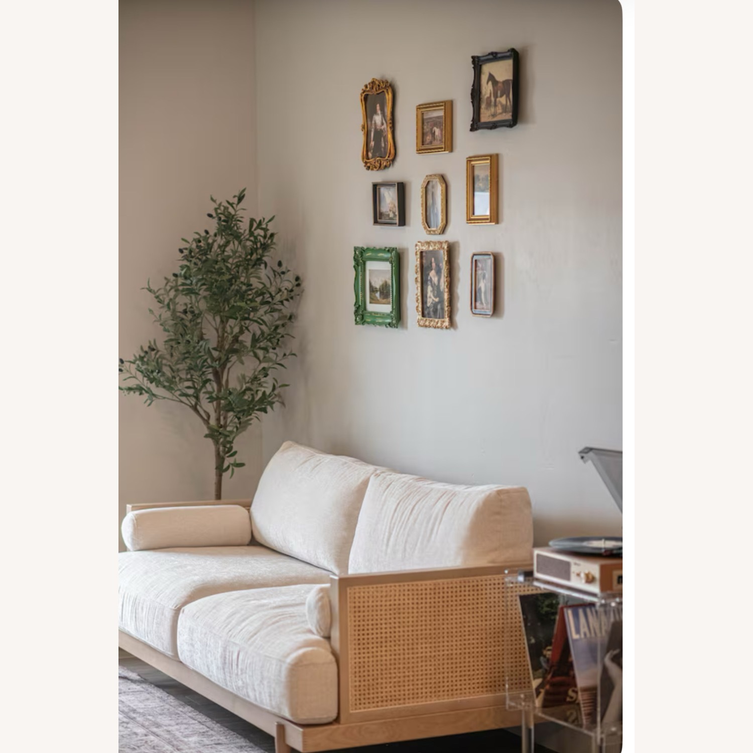 Wayfair Ahlea Natural Cane Upholstered Sofa - image-3