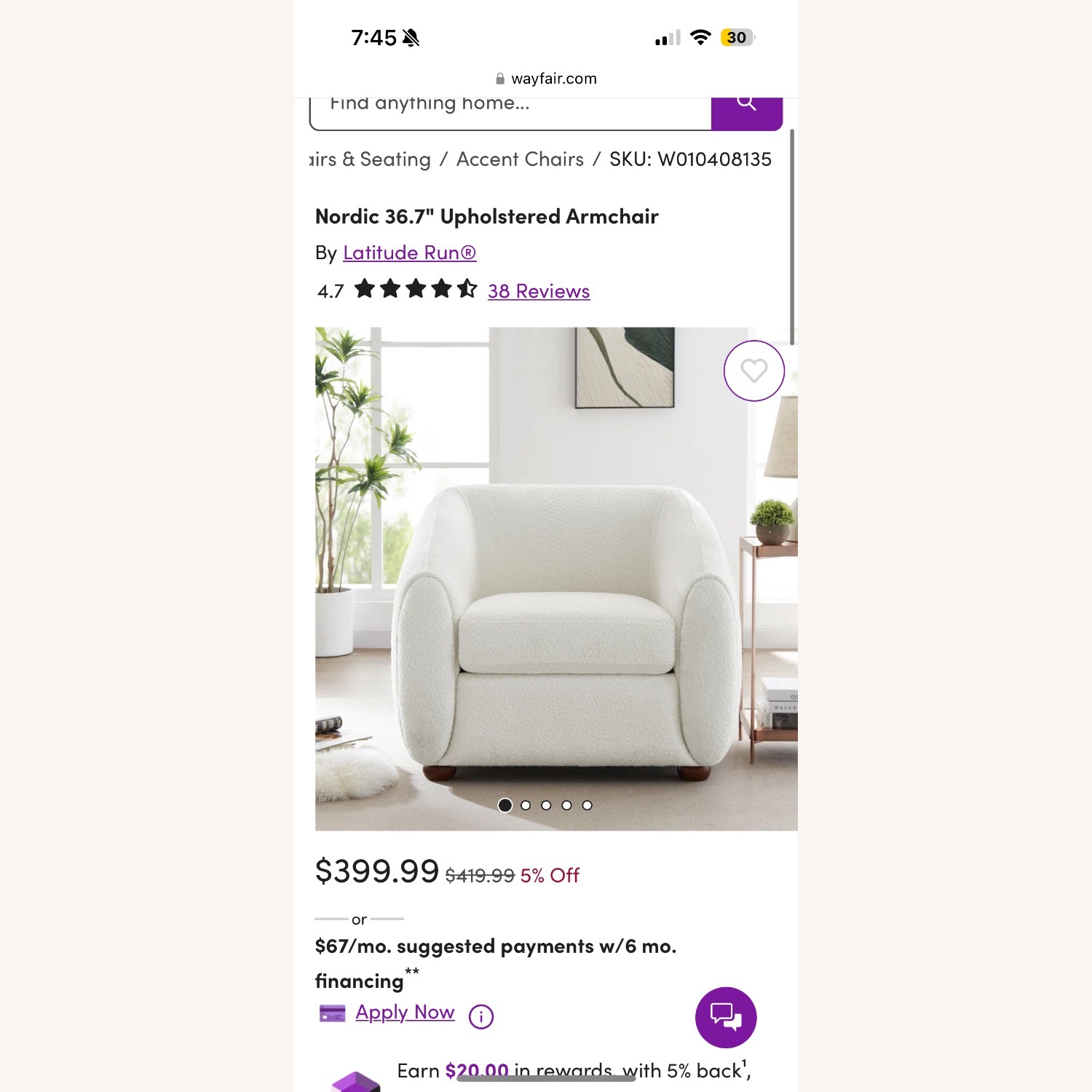 Wayfair Nordic Upholstered Chair - image-3