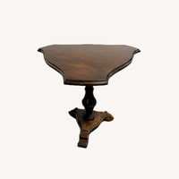 Vintage Walnut Pedestal Side Table