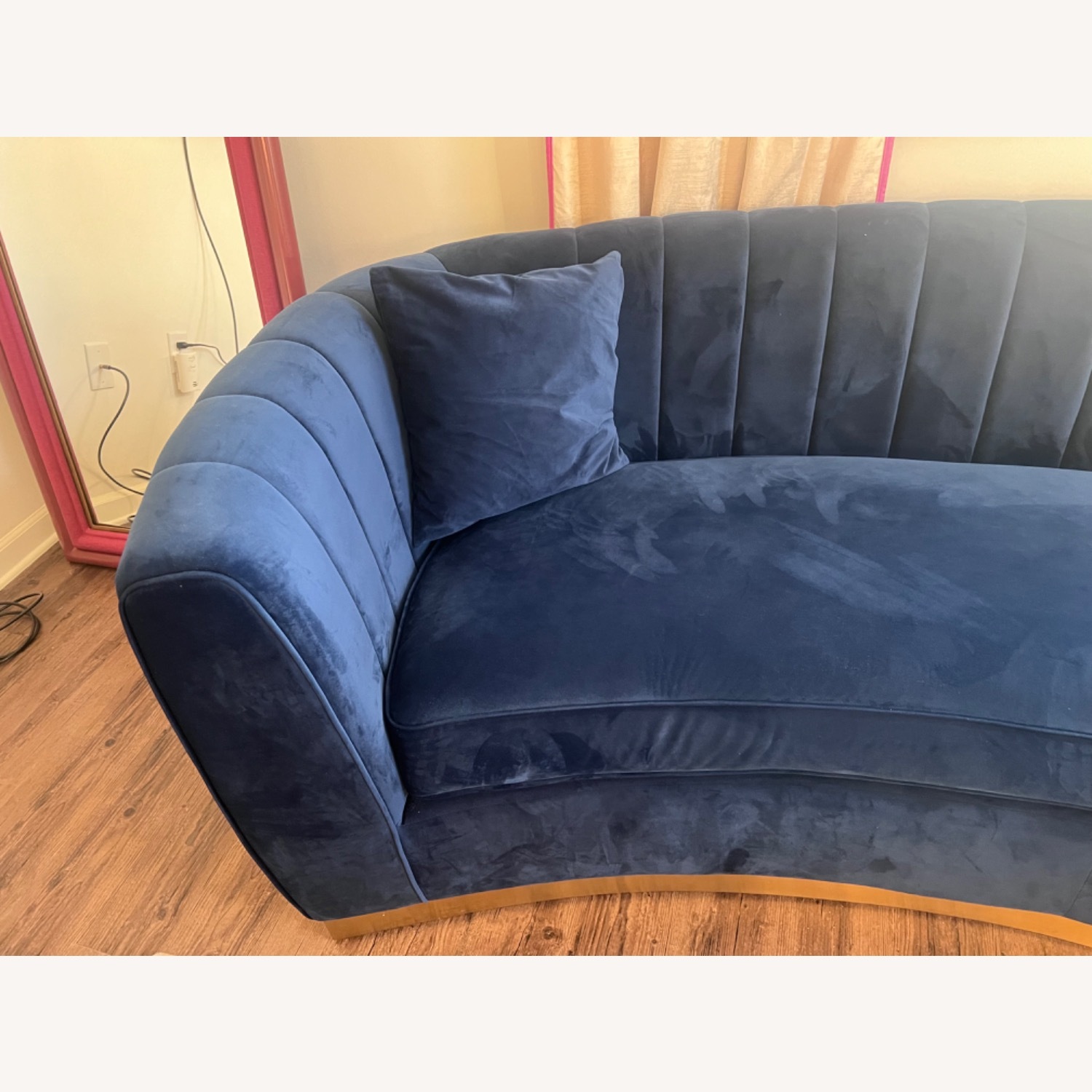 Houzz Blue and Gold Velvet Sofa - image-2