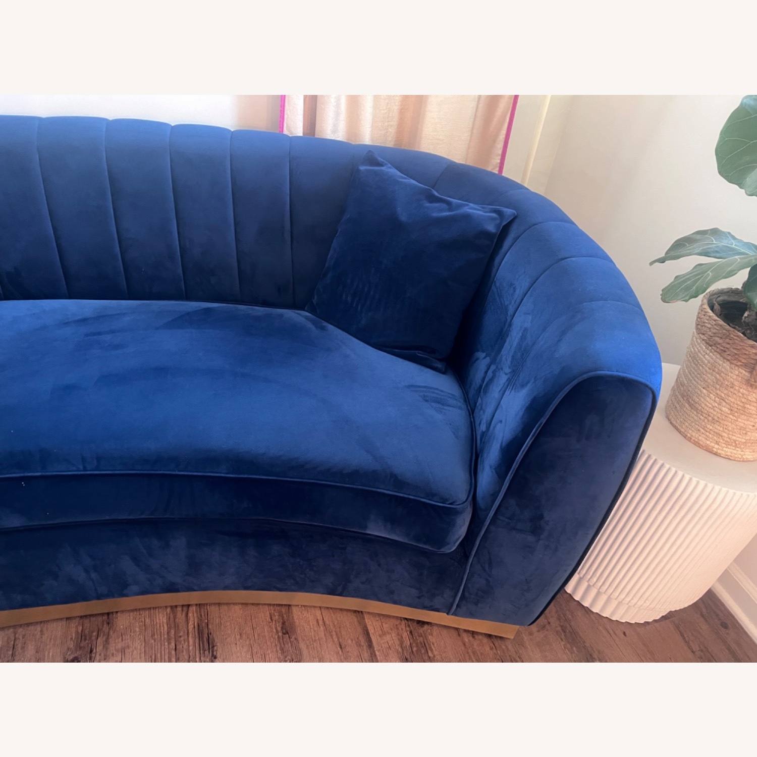 Houzz Blue and Gold Velvet Sofa - image-3