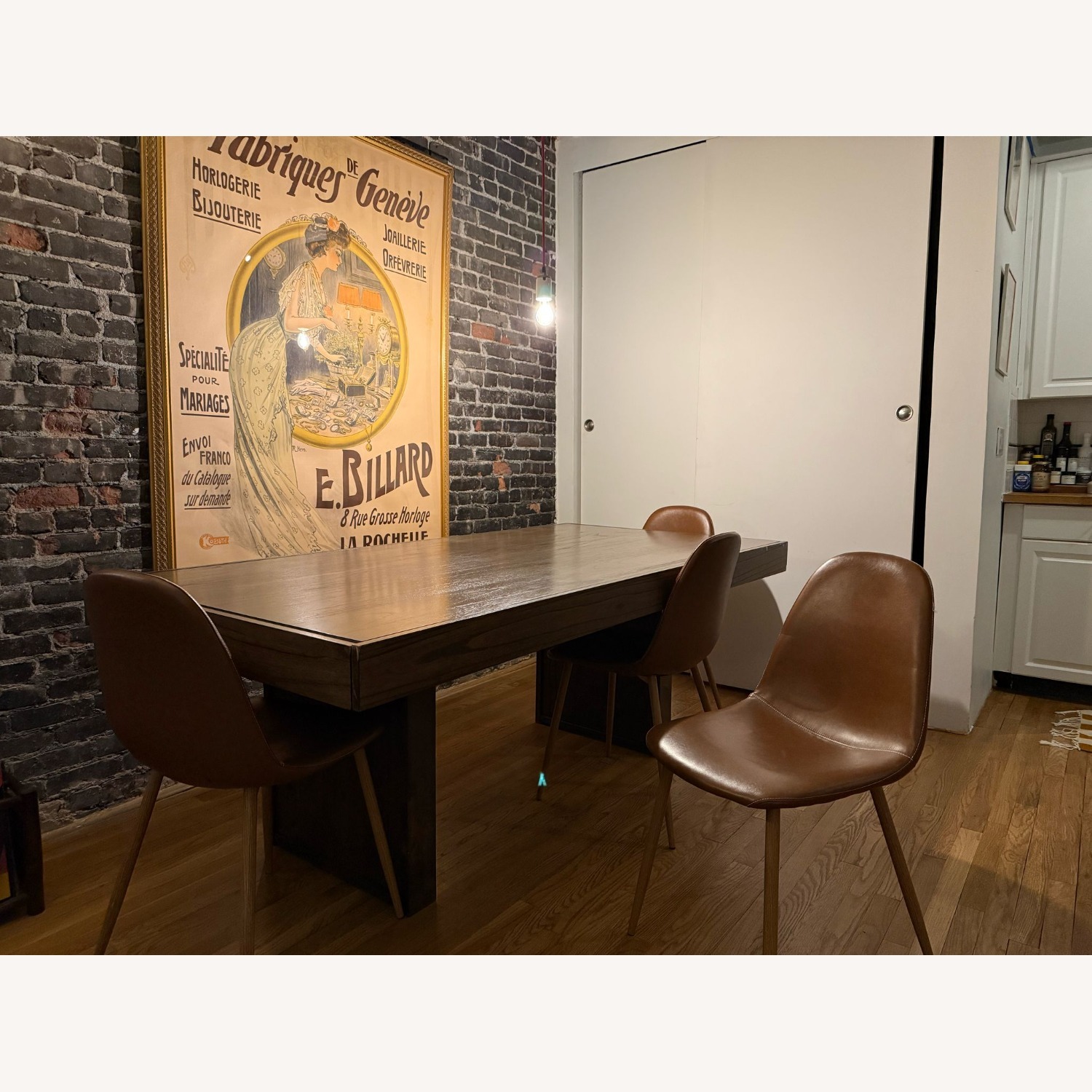 Wood Dining Table with Storage Drawers & 4 Chairs - image-1