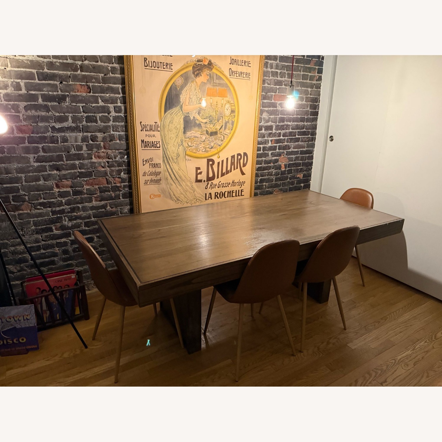 Wood Dining Table with Storage Drawers & 4 Chairs - image-6
