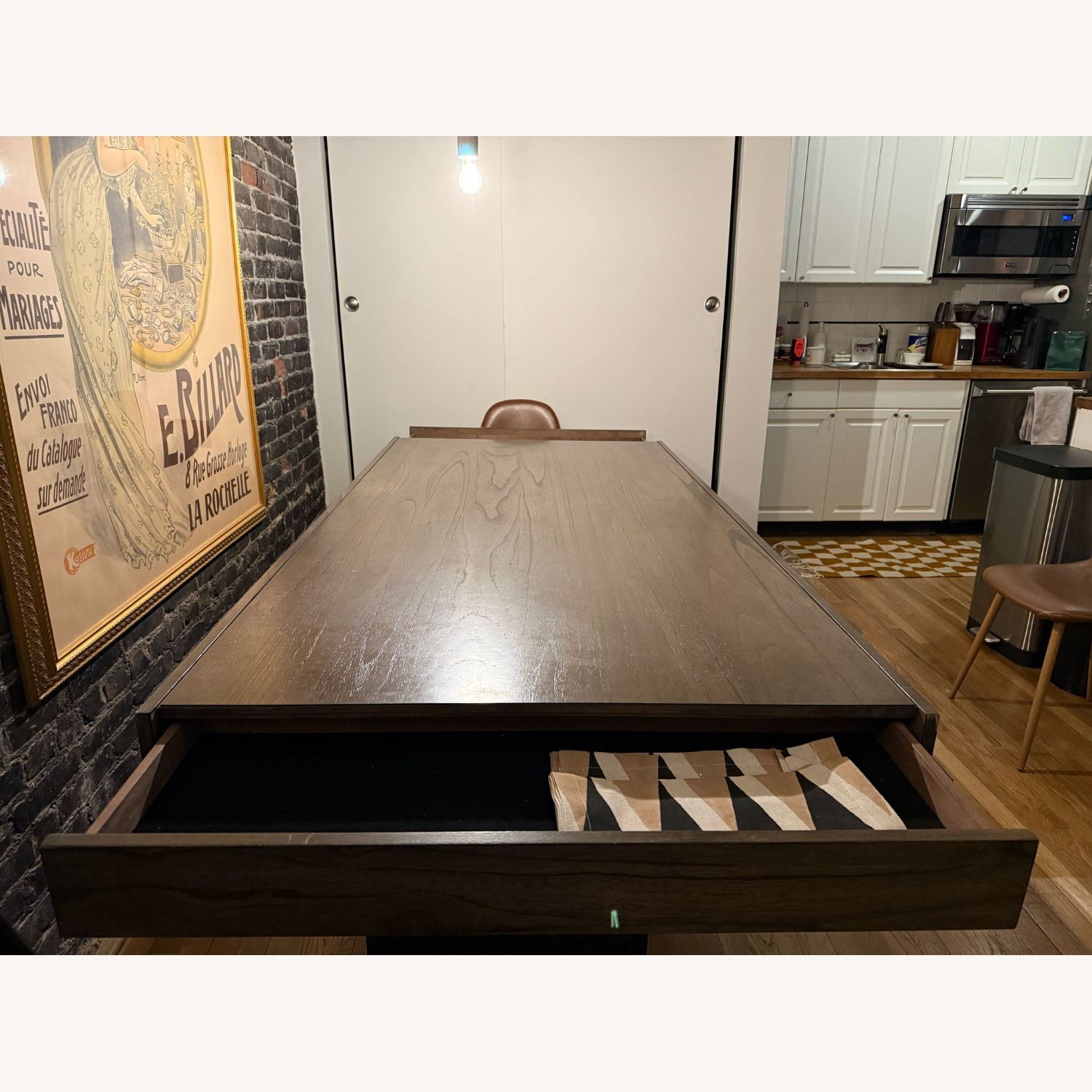 Wood Dining Table with Storage Drawers & 4 Chairs - image-4