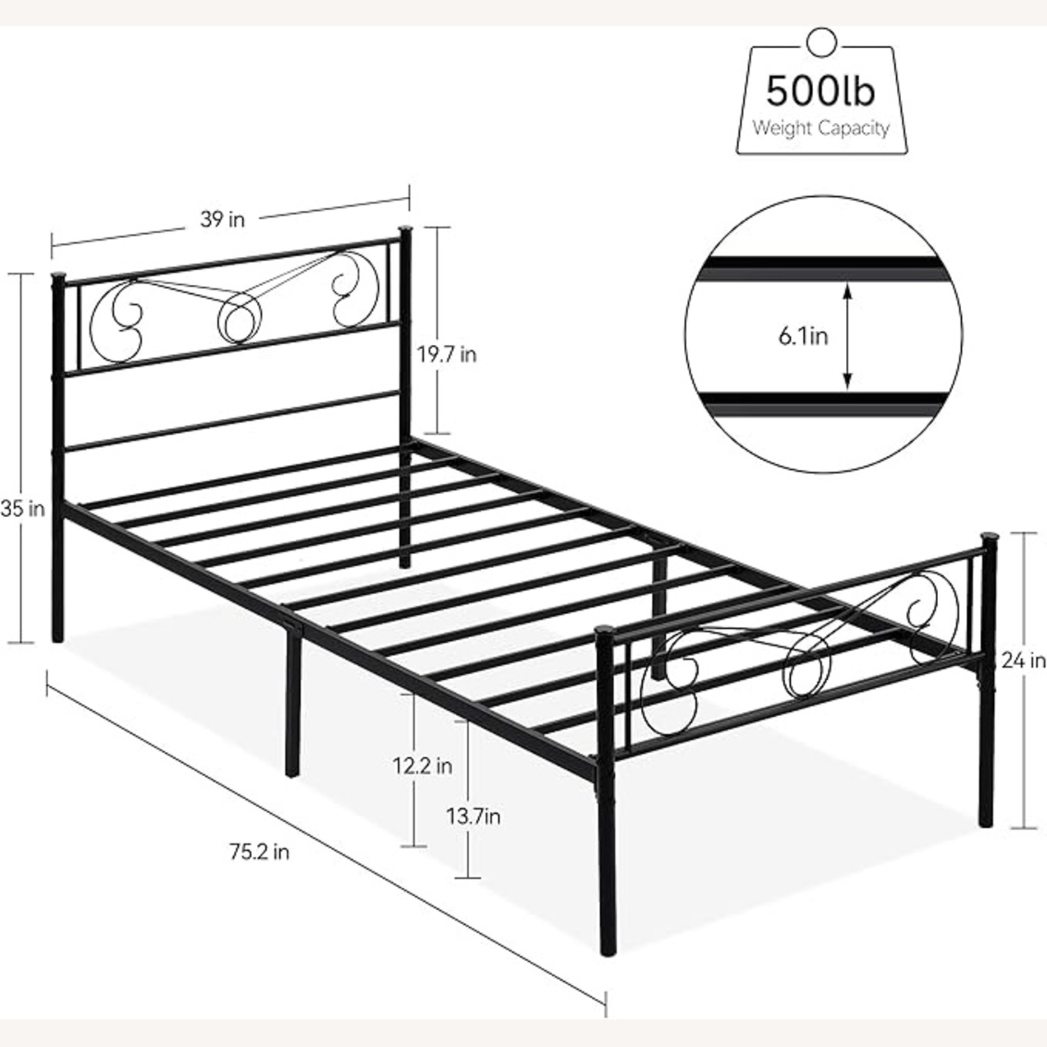 Amazon Twin Bed Frame Platform with Headboard - image-4