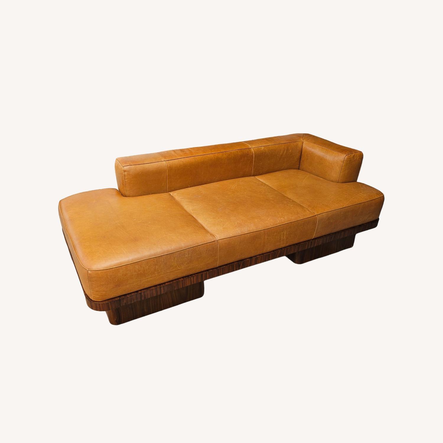 CB2 Serafin 81" Brown Leather Daybed - image-0