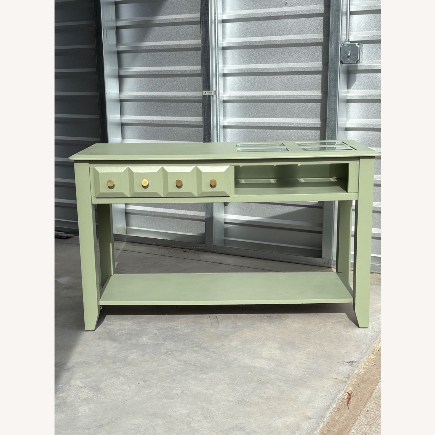 Custom Modern Zebra Green Entryway Table - image-2