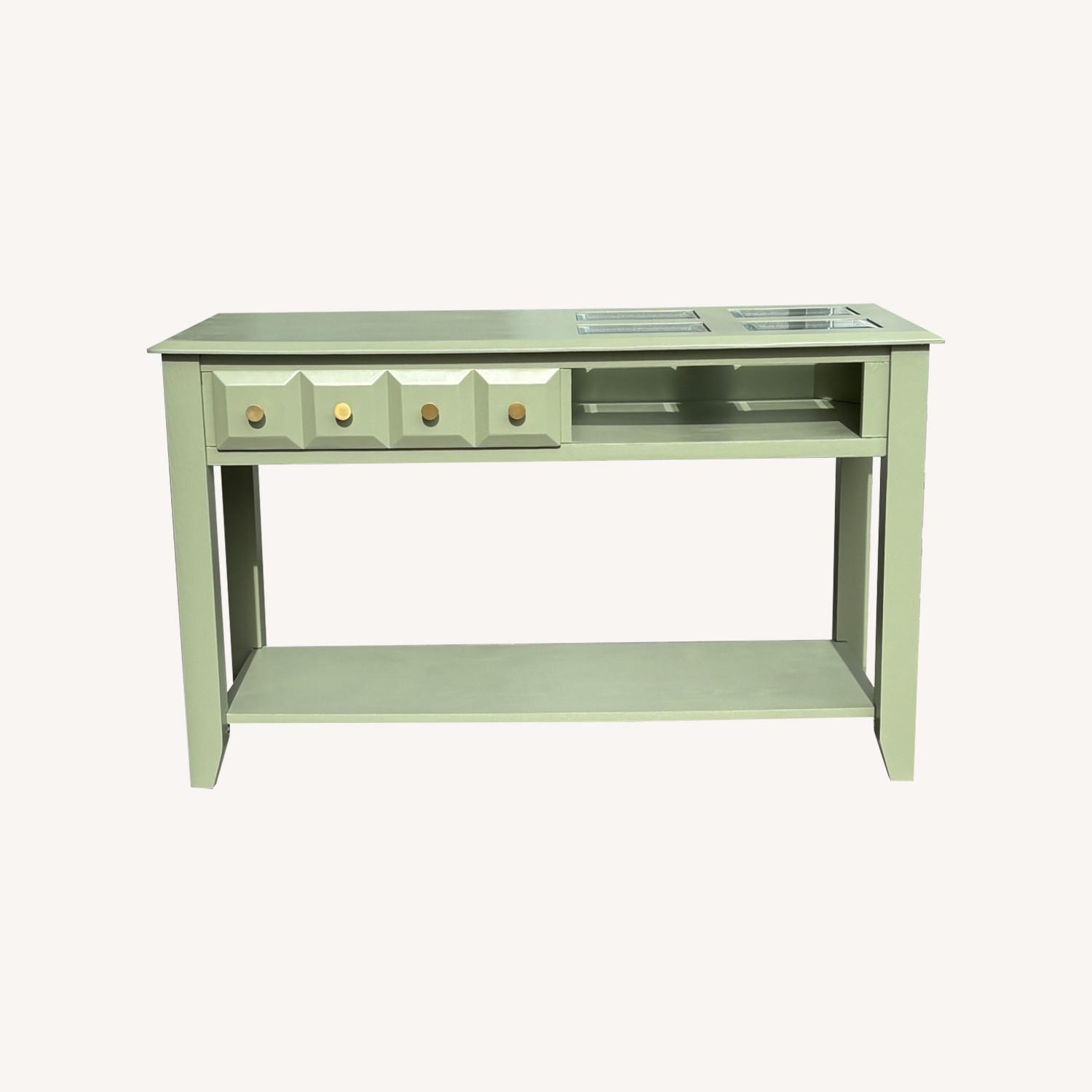 Custom Modern Zebra Green Entryway Table - image-0