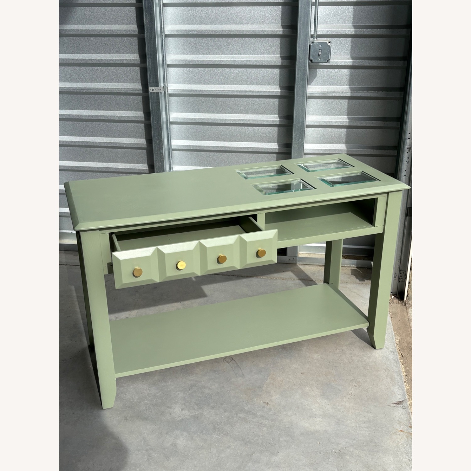Custom Modern Zebra Green Entryway Table - image-4