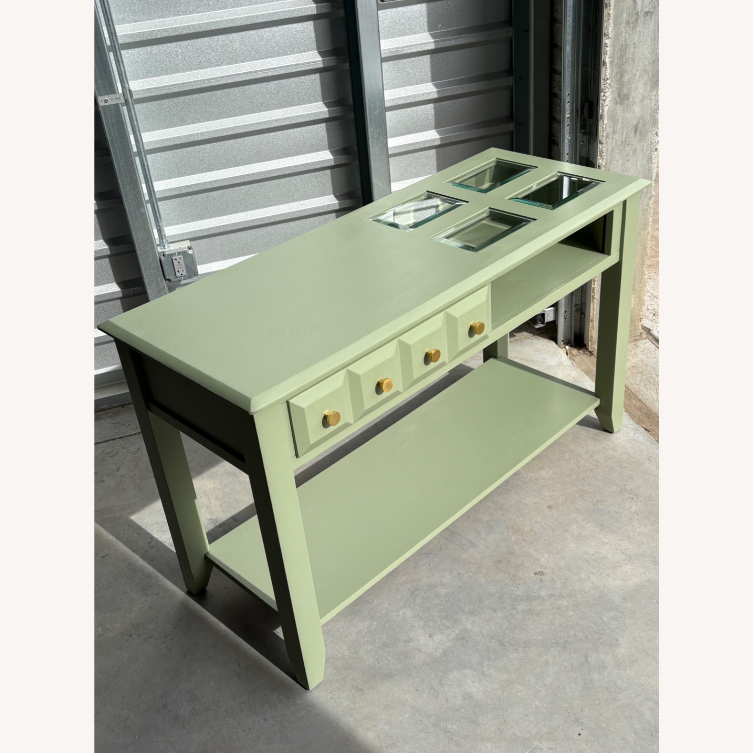 Custom Modern Zebra Green Entryway Table - image-5