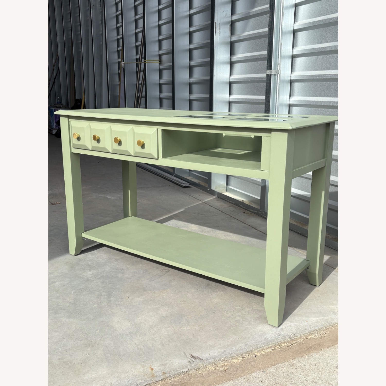 Custom Modern Zebra Green Entryway Table - image-3