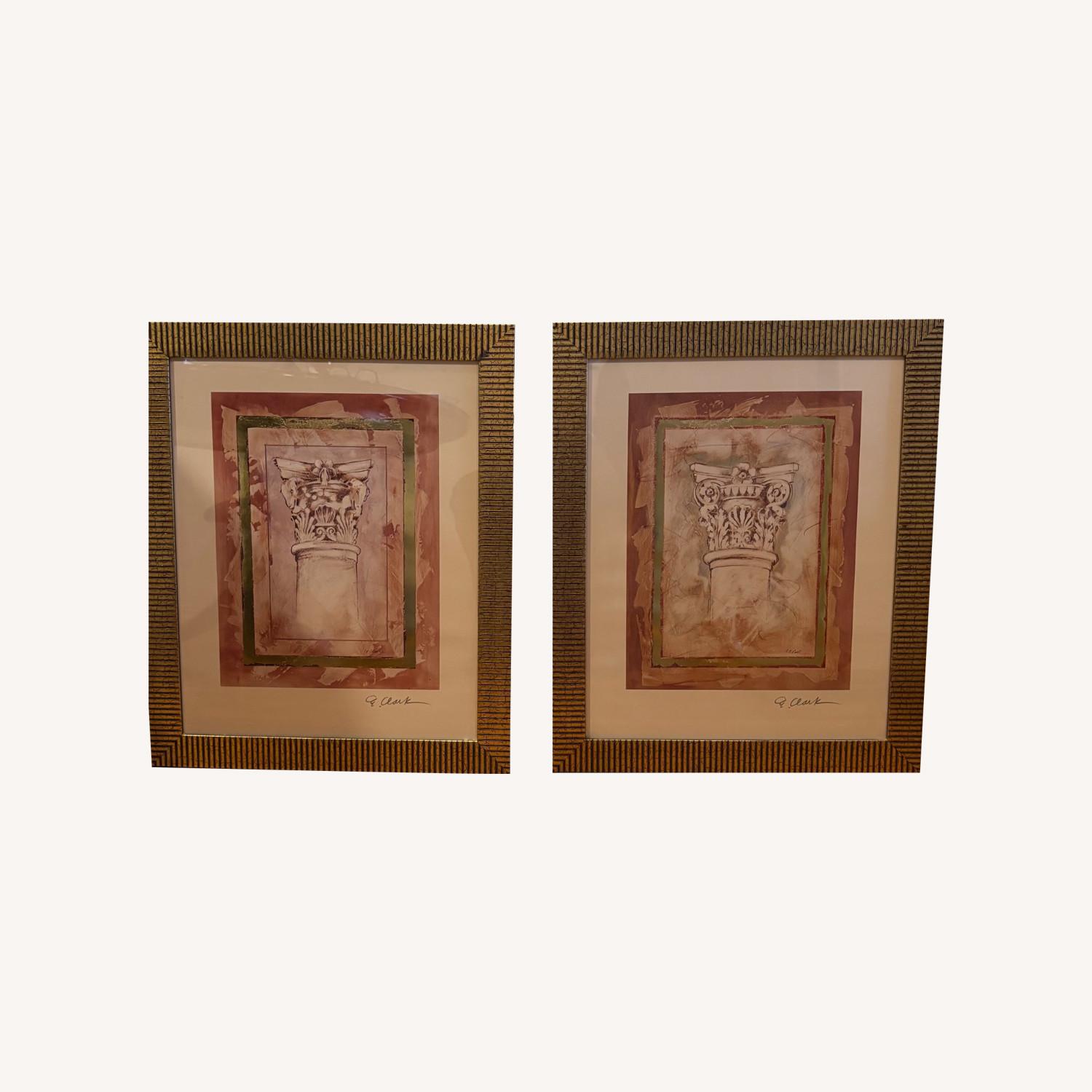  Art Print in Golden Frame W Glass Cover Set of 2 - image-0