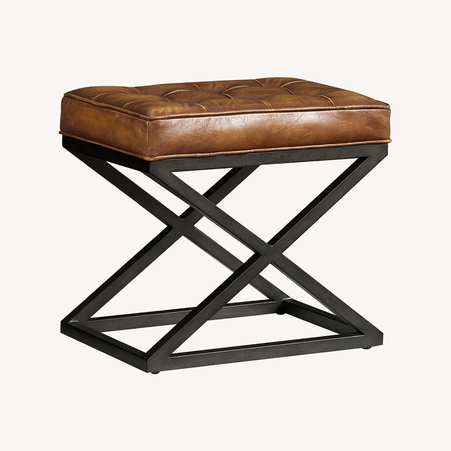Pottery Barn Kirkham Tufted Leather Stool - image-0