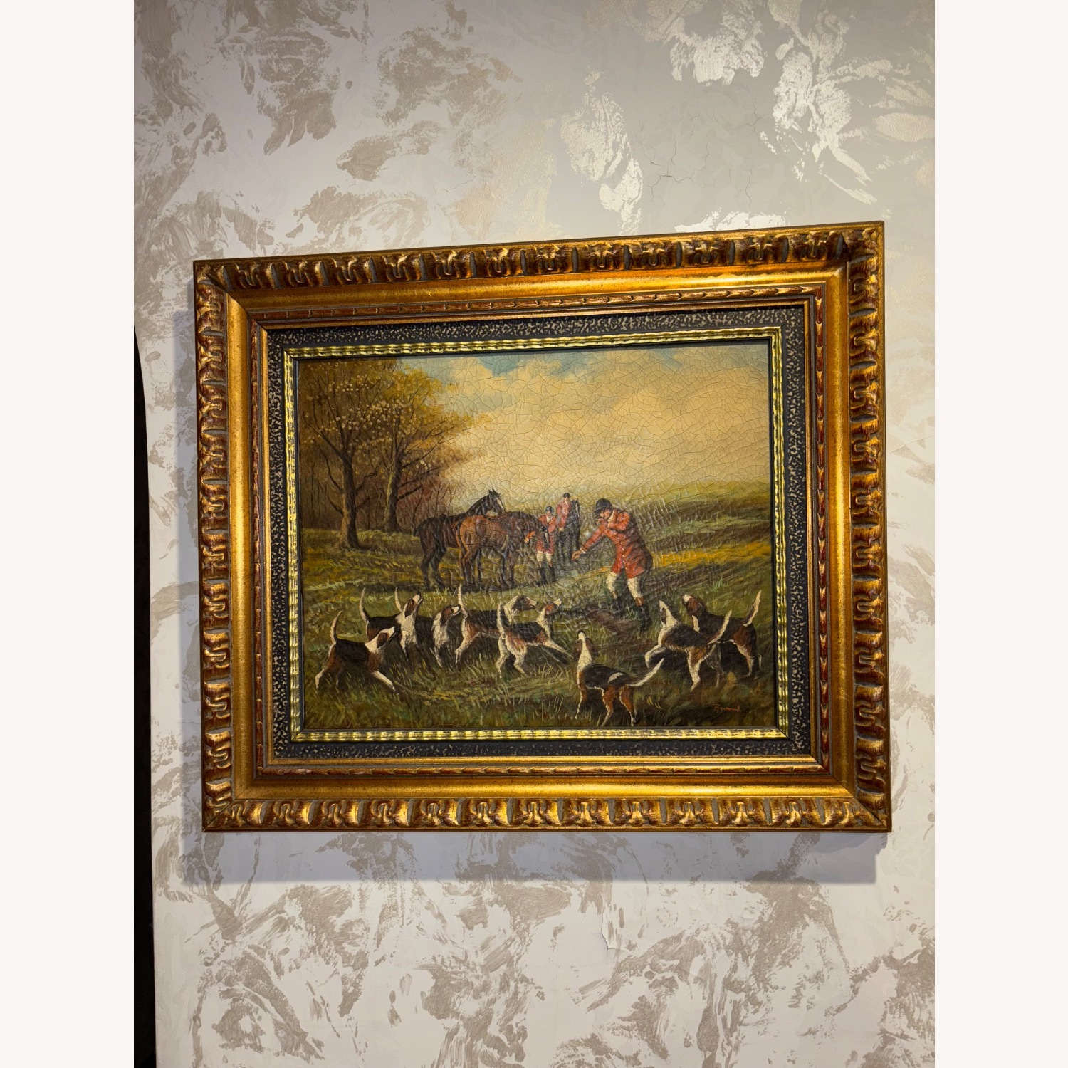 Signed Brummel Oil Painting of Hunting Scene - image-0