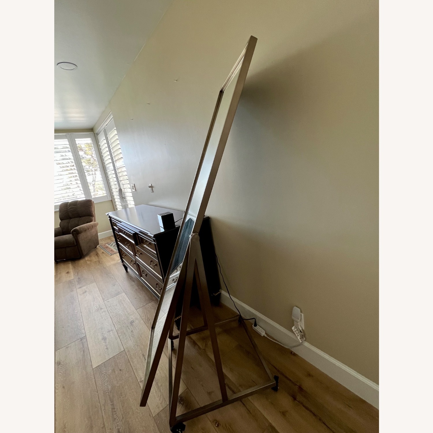 Living Spaces Brushed Brass Stainless Steel Standing Mirror - image-2