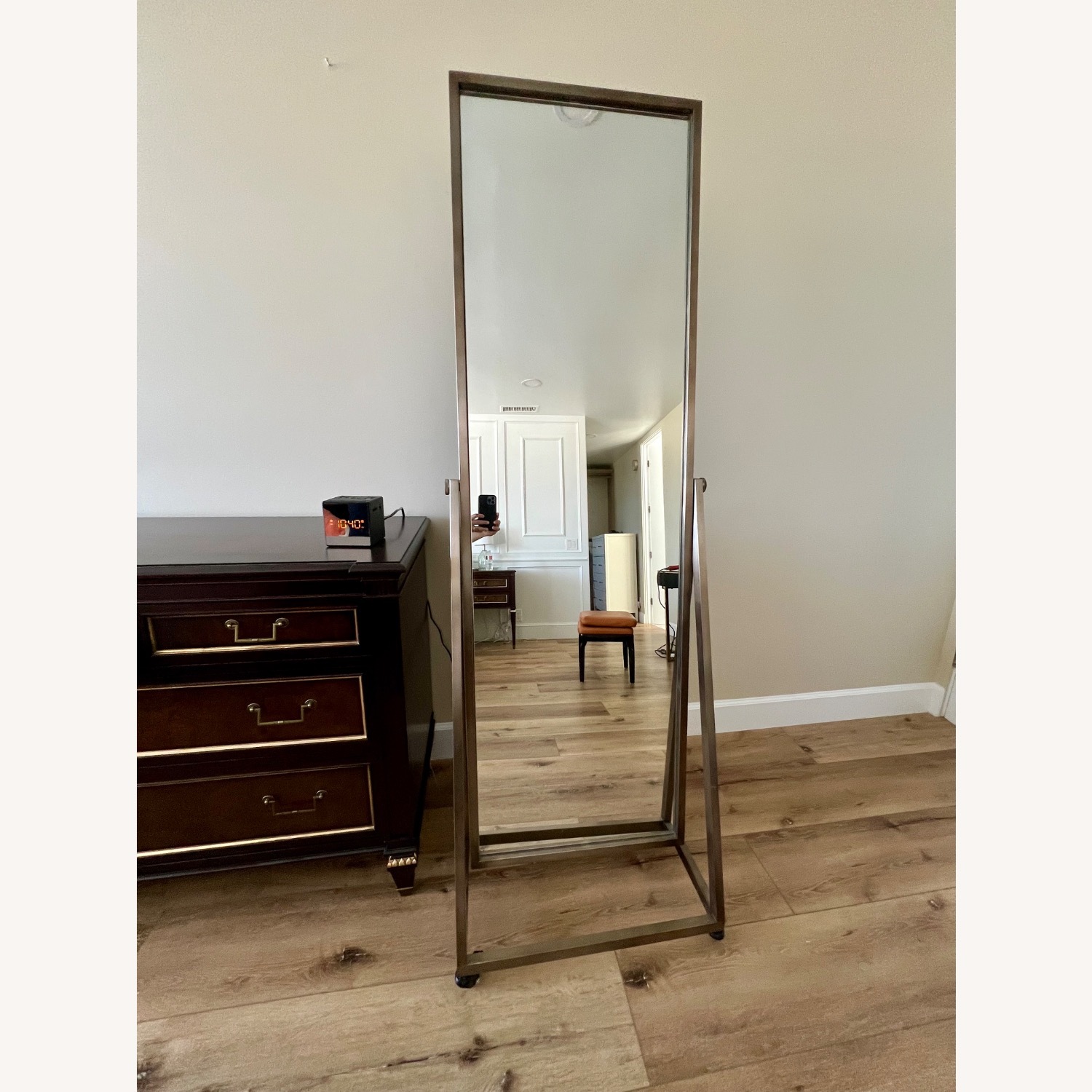 Living Spaces Brushed Brass Stainless Steel Standing Mirror - image-4