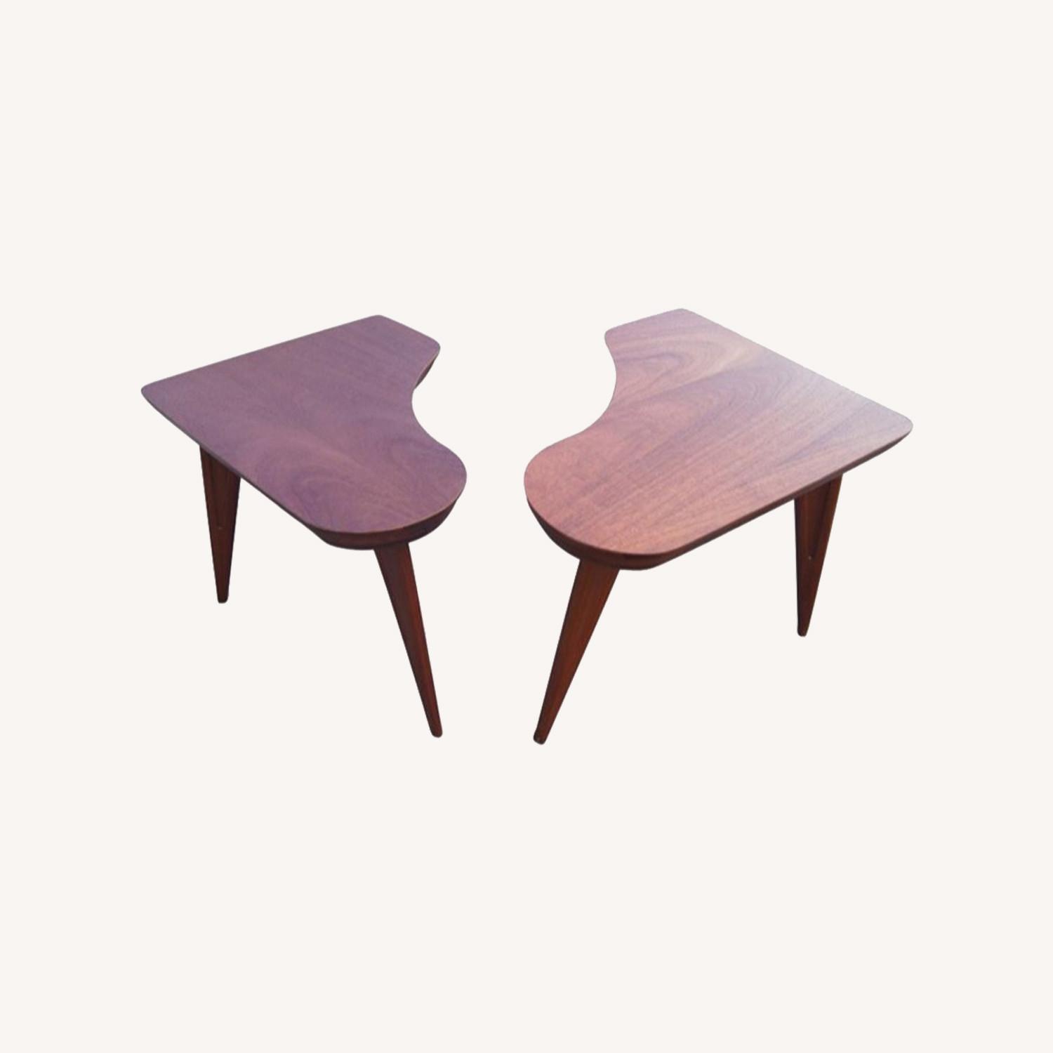 Scandinavian Walnut Corner End Tables - image-0