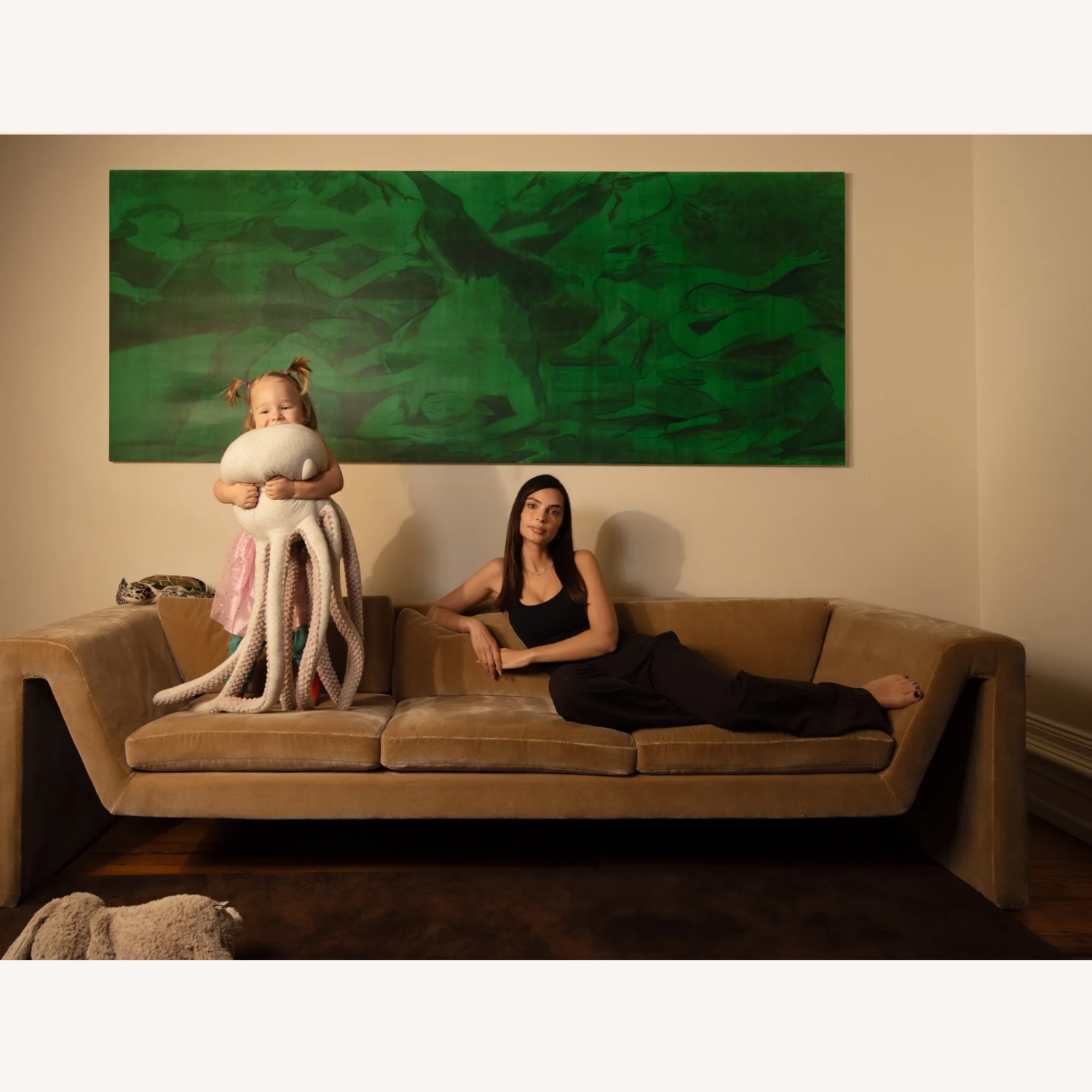 CB2 Perimeter Camel Faux Mohair Sofa - image-8