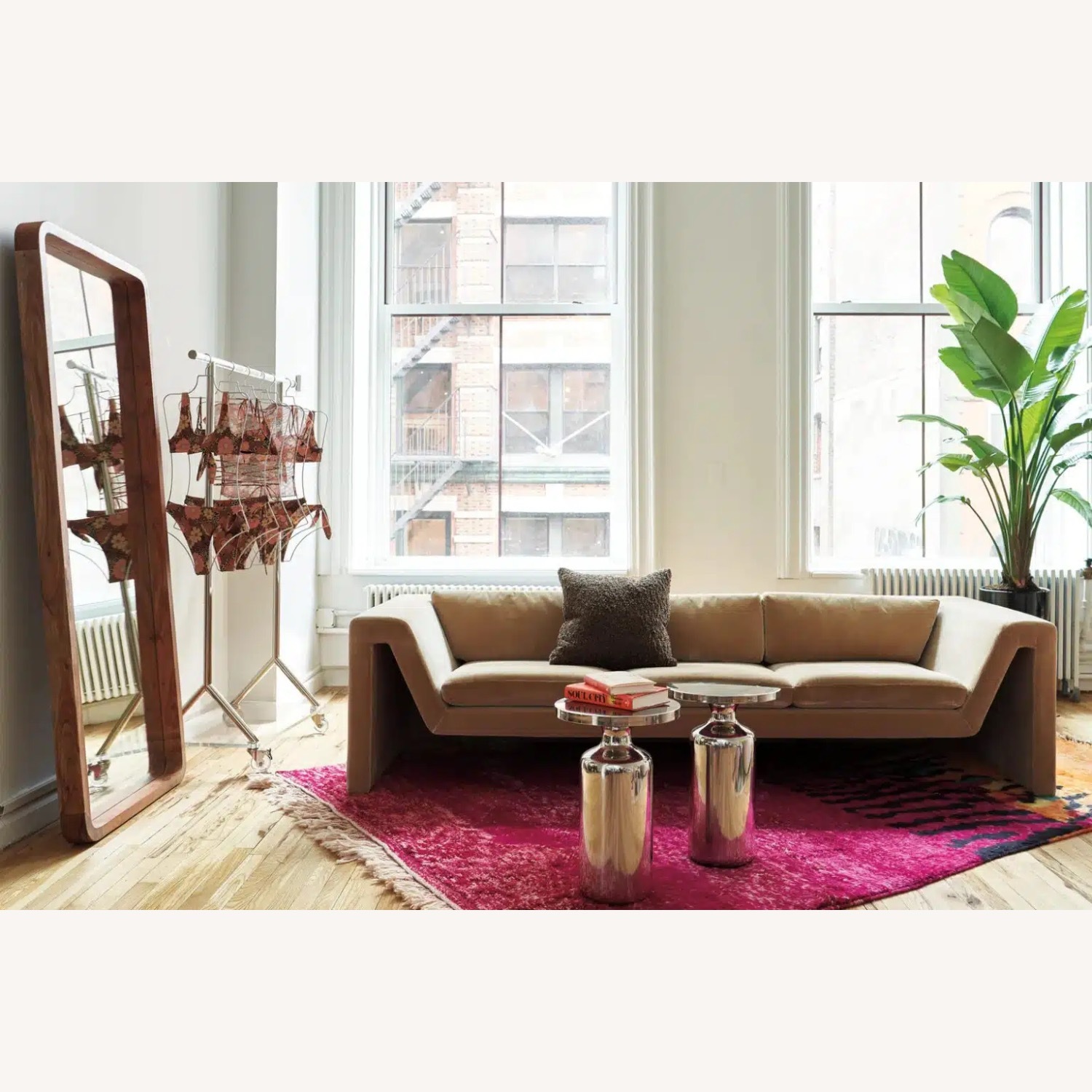 CB2 Perimeter Camel Faux Mohair Sofa - image-7