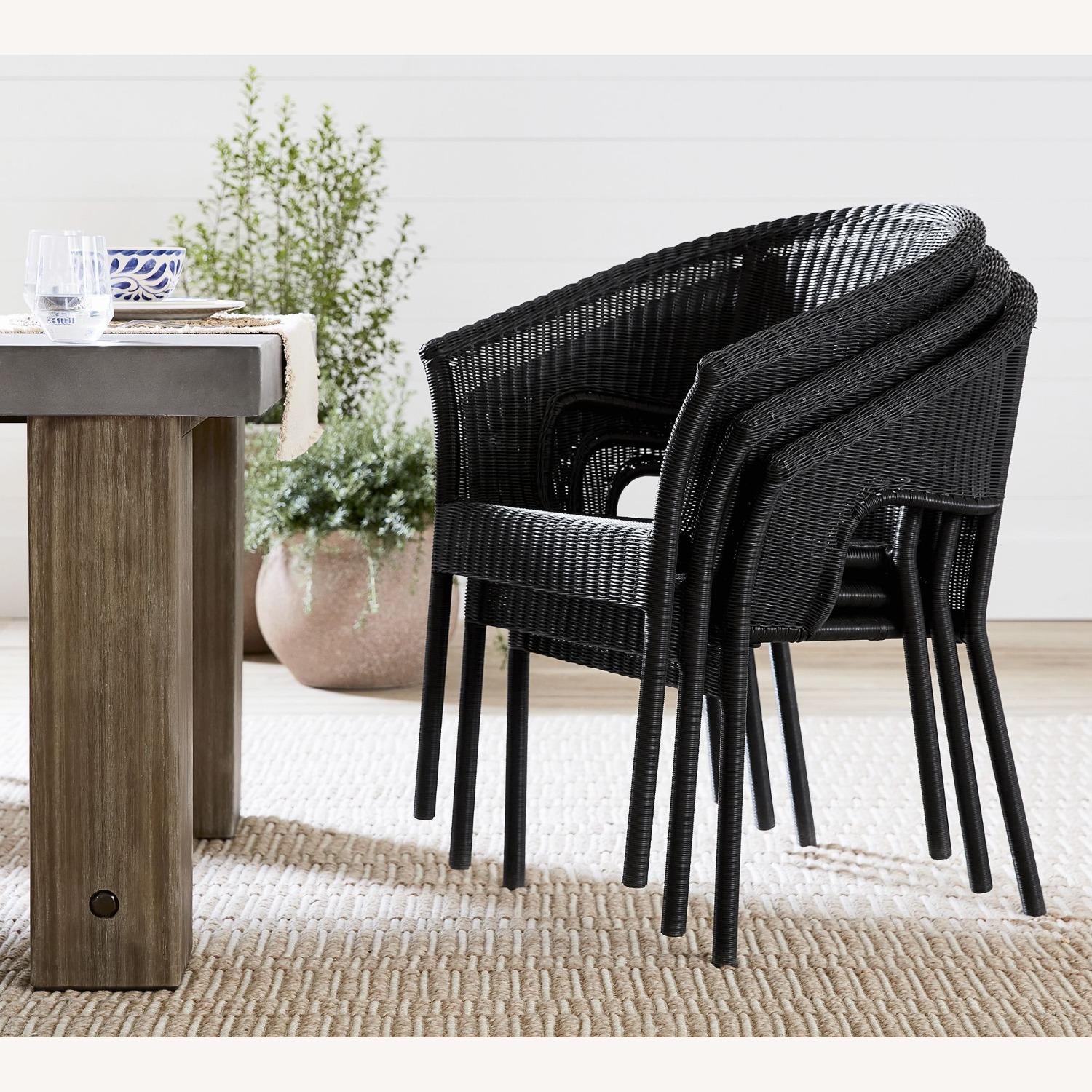 Pottery Barn Palmetto Wicker Stackable Dining Chair - image-3