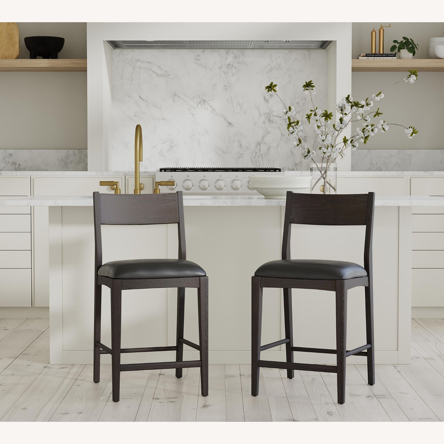 Pottery Barn Rockford Leather Stool - image-4