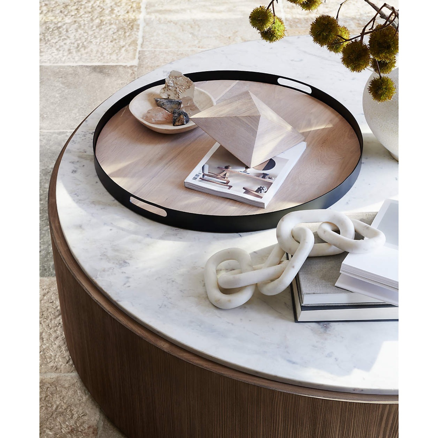 Crate & Barrel White Marble Links Decorative Chain - image-3