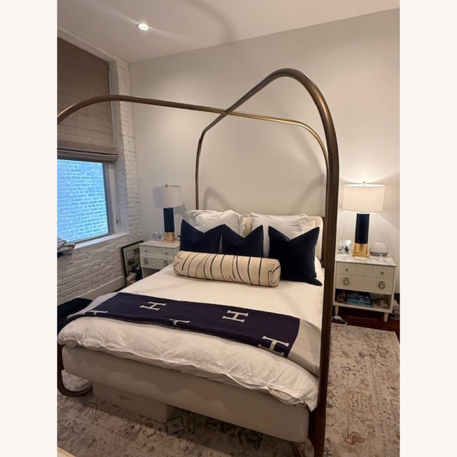 Crate & Barrel Gracia Queen Upholstered Canopy Bed - image-1