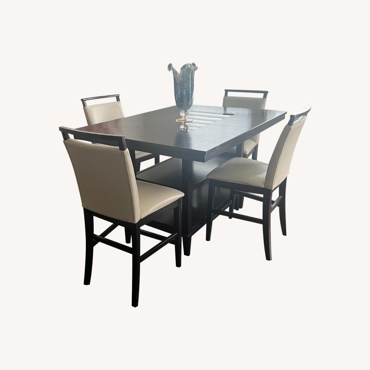 Wood Dining Set with 4 Chairs - image-0