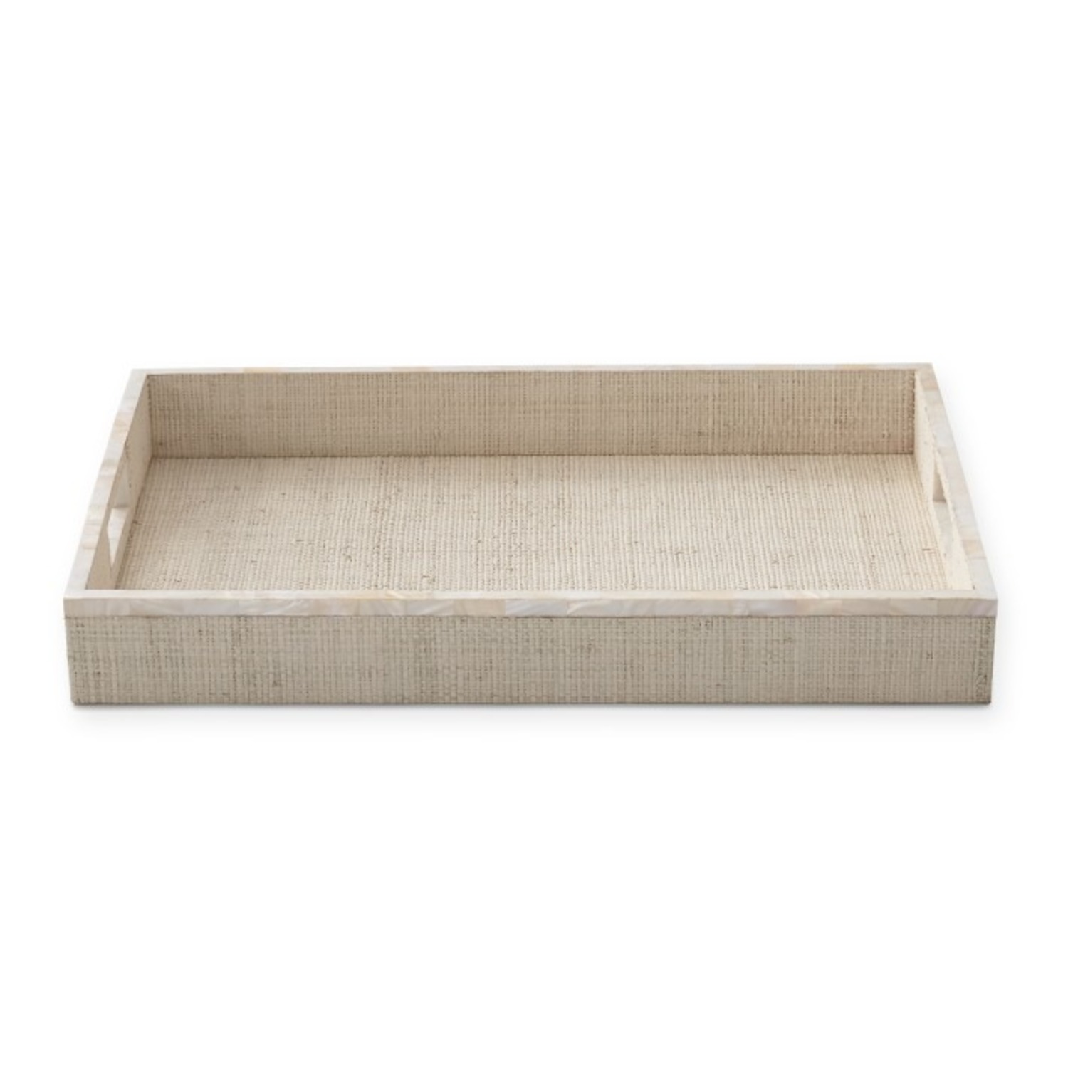 Williams-Sonoma Home White Raffia and Shell Tray - image-0