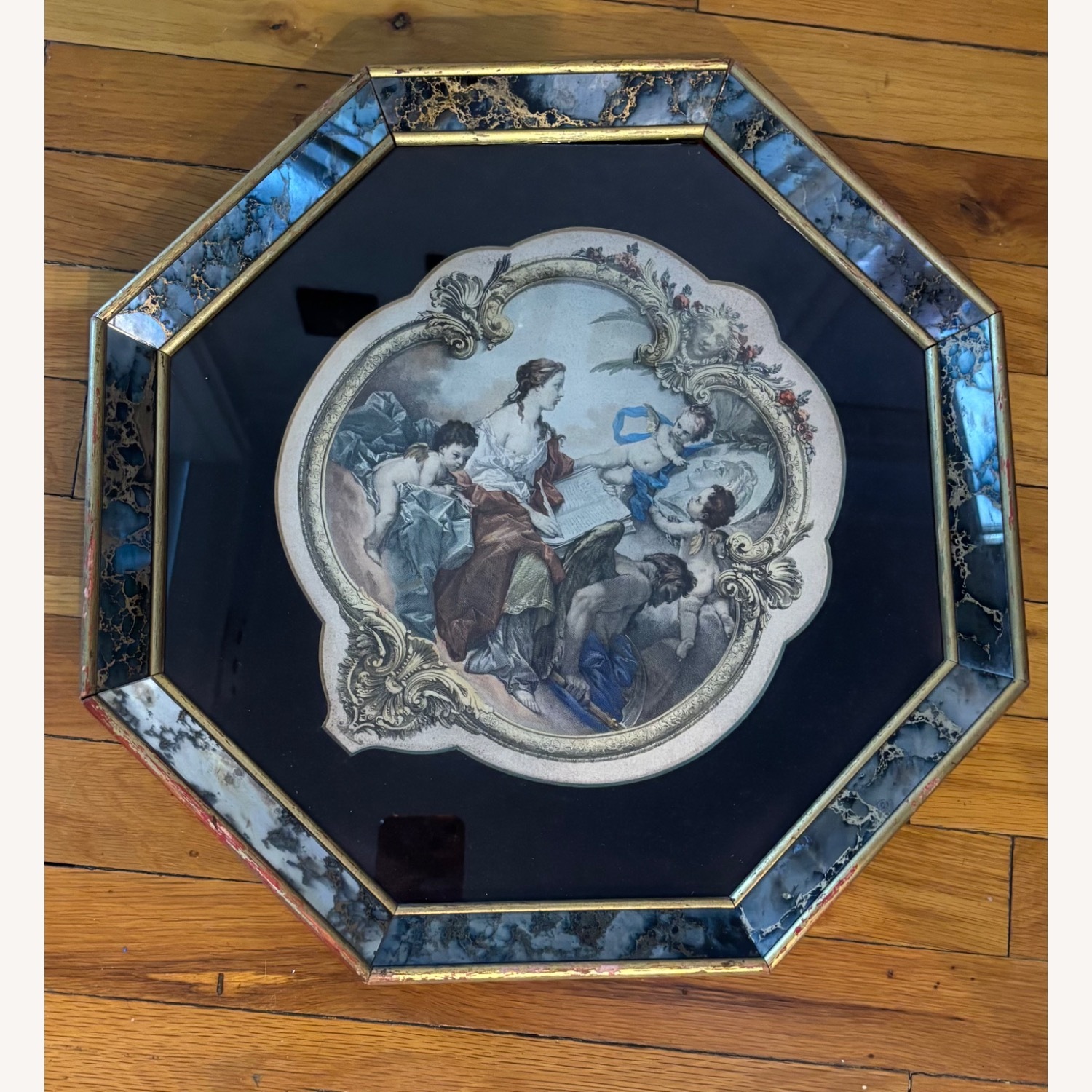 Vintage Italian Art Print in Colored Glass Frame - image-10