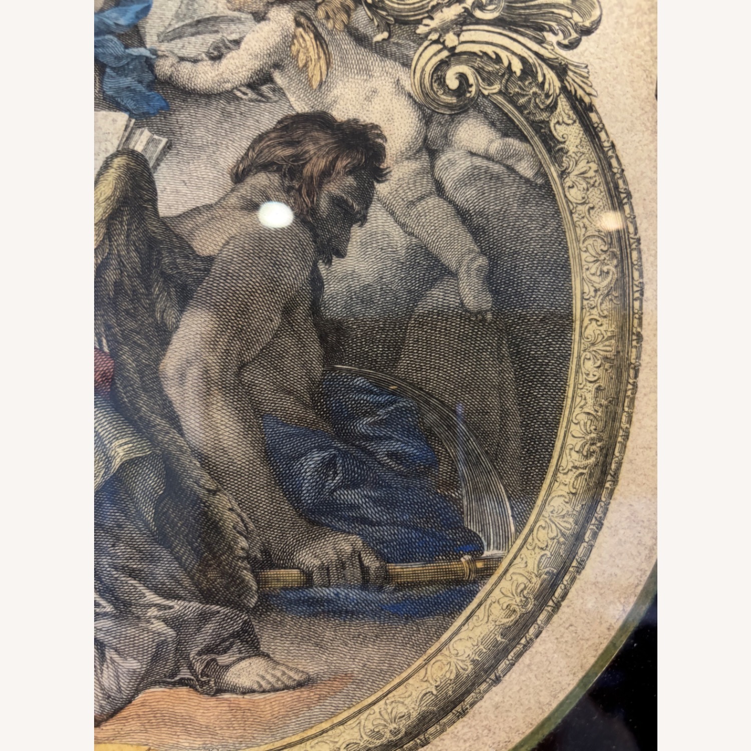 Vintage Italian Art Print in Colored Glass Frame - image-7