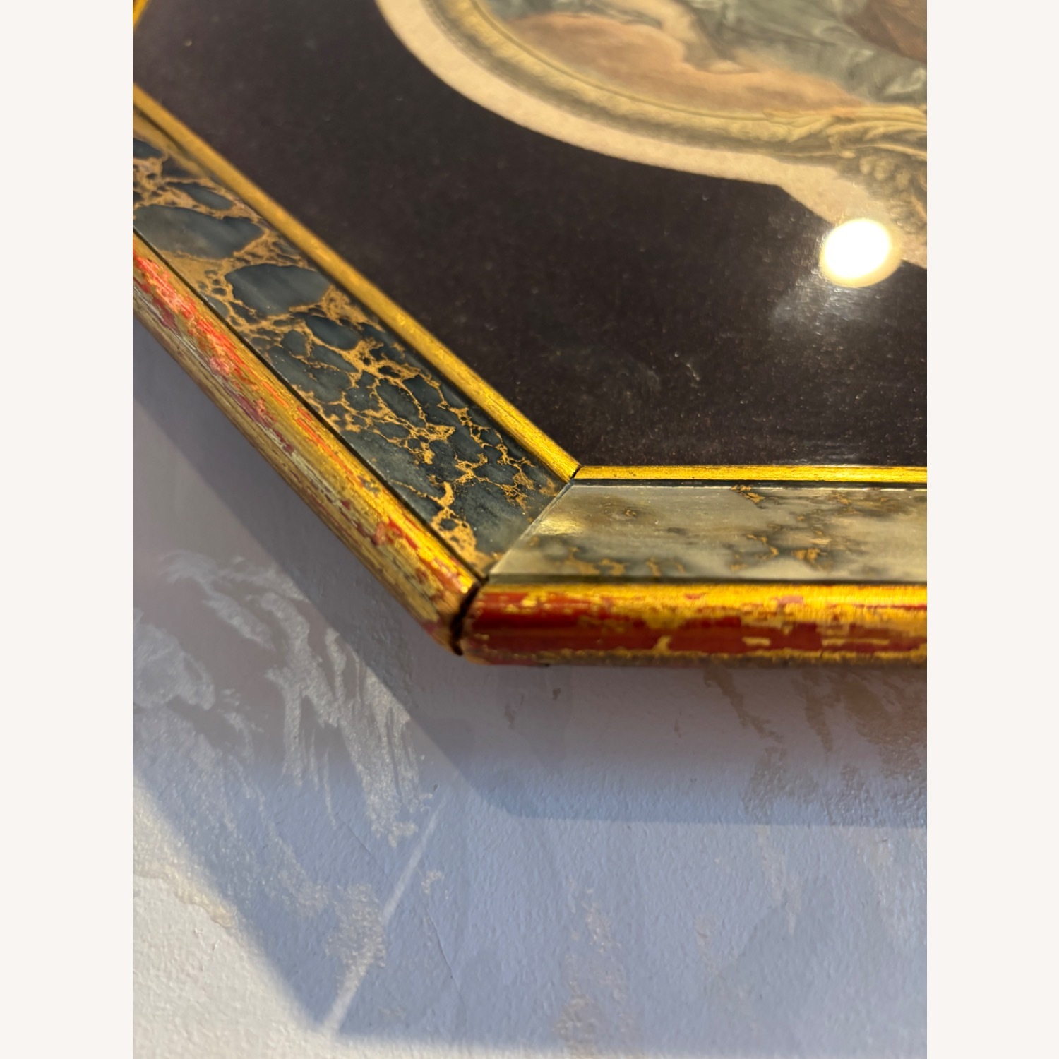 Vintage Italian Art Print in Colored Glass Frame - image-4